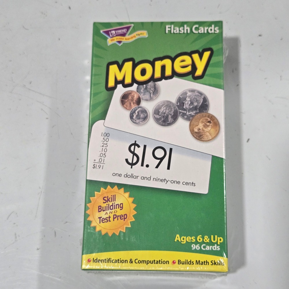 Trend Enterprises Money Flash Cards Skill Building Test Prep Ages 6+ T-53016 NEW